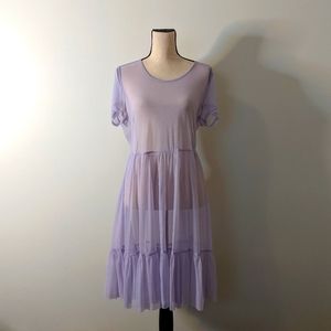 Hot Topic Lavender/Light Purple Mesh Short Sleeved Dress Size L